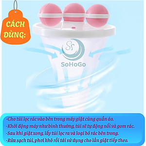 Bộ 2 Túi lọc rác máy giặt hình phễu kèm quả bóng -Lưới lọc rác – lông – sợi vải máy giặt -Dụng cụ lọc cặn bẩn quần áo khi giặt