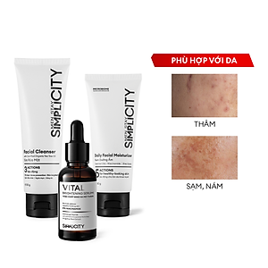 Serum Men Stay Simplicity sáng da mờ thâm với Niacinamide 5% Vital Facial Skin Brightening 30ml
