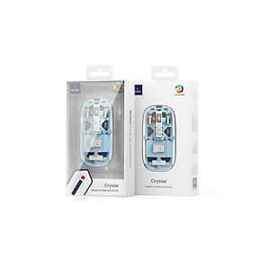 Chuột Wiwu Crystal WM105 thiết kế trong suốt, có chế độ Dual BT + 2.4G kết nối 3 thiết bị cùng lúc - Hàng chính hãng