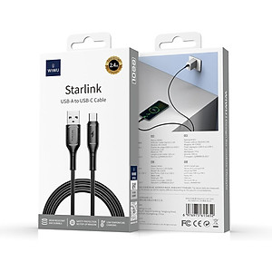 Dây cáp sạc nhanh 2.4A USB-A to Type C Hiệu WIWU Starlink - Chuẩn sạc MFI, chống rối, đầu cáp siêu bền, công nghệ AI chống cháy nổ iP 15 16 Pro Max iPad Pro S21 S22 S23 S24 Redmi cho Oppo - Hàng nhập khẩu