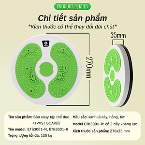 3001N-Đĩa Xoay Eo Có Hình Bàn Chân, Xoay 360 Độ, Thiết Kế Nhỏ Gọn, Tiện Dụng, Có Hạt Massage Giúp Lưu Thông Khí Huyết