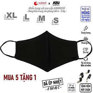 Khẩu trang vải Azumikichi màu đen, khẩu trang thời trang cao cấp sang trọng