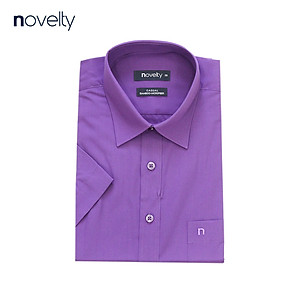 Áo sơ mi nam Novelty ngắn tay trơn màu 171140N vạt ngang