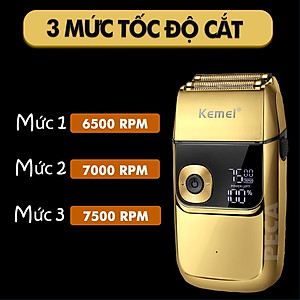 Máy cạo râu chuyên nghiệp Kemei KM-2028 điều chỉnh 3 mức tốc độ cắt kèm màn hình LCD hiển thị thông minh sạc nhanh USB công suất mạnh có thể dùng cạo đầu, fade tóc