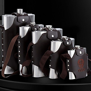 Bình Inox Đựng Rượu AZO CCCP Truyền Thống Dung Tích 2.0L Dày 0,6 ly - 64OZ ( Loại 1 ), Kèm Bao Da Phong Cách.