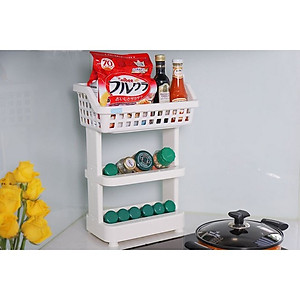 Kệ Đa Năng 3 Tầng Bằng Nhựa Cao Cấp Nachi Plus Inochi Nhật Bản - Dùng Trong Nhà Bếp, Phòng Tắm, Phòng Ngủ (298 x 190 x 376 mm)