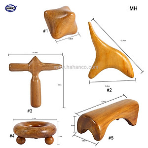 COMBO bộ 5 Dụng Cụ day ấn Huyệt Mát xa toàn thân kiểu Thái bằng gỗ Bách Xanh (MH850) Có mùi thơm nhẹ Chăm sóc sức khỏe