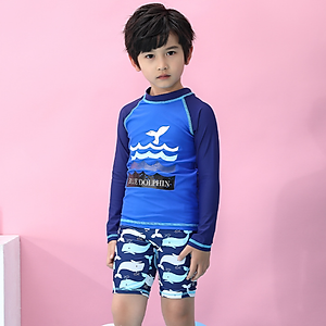 Đồ Bơi Bé Trai Tay Dài Chống Nắng Họa Tiết Blue Dolphin BB036 MayHomes Thun Lạnh Co Giãn Và Không Phai Màu