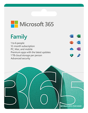 Phần mềm Microsoft 365 Family 6GQ-01896 / EP2-36878  | 12 tháng | Dành cho tối đa 6 người | 5 thiết bị/tài khoản| Word, Excel, PowerPoint | 1TB OneDrive