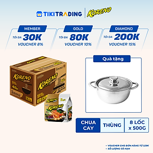 Thùng 8 Lốc Mì vị Lẩu Thái chua cay Koreno Jumbo 500g