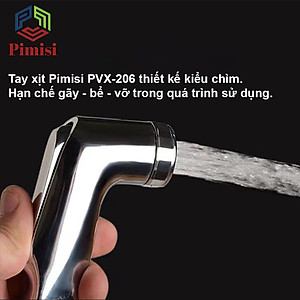 Vòi Xịt Bồn Cầu Vệ Sinh Phòng Tắm Pimisi PVX-206 Chịu Áp Lực Nước Lớn Như Chung Cư, Nhà Cao Tầng Hay Máy Tăng Áp Mạ Màu Inox, Với Tay Xịt Toilet WC Chìm Chống Gãy - Bể - Vỡ Và Dây Nhựa Dẻo Cao Cấp - Mềm - Trơn Bề Mặt | Hàng Chính Hãng