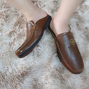 Dép Bít Mũi Nam Da Bò Thật Trường Hải Màu Đen Dép nam Thời Trang Cao cấp DN130 