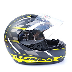 Mũ bảo hiểm fullface chính hãng Sunda 2000c đen nhám tem vàng