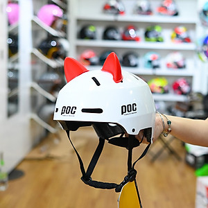 Nón POC Tai Mèo P05 Trắng tặng sticker