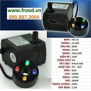 Bơm chìm hồ cá 2w, 5w, 8w có LED, dàn tưới mưa ...