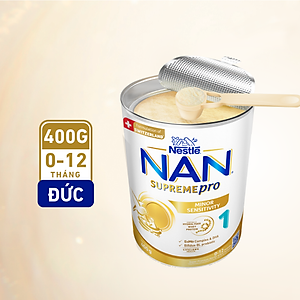 Sữa bột Nestlé NAN SUPREMEPRO 1 400g nhập khẩu Đức với 5HMO & đạm Gentle Optipro ( Dành cho trẻ từ 0 - 12 tháng tuổi)