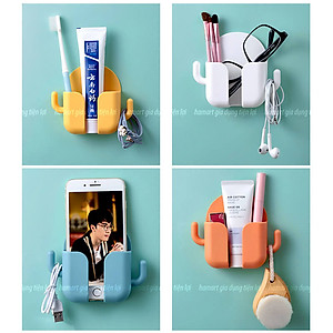 Giá Để Điện Thoại Dán Tường Đa Năng Đựng Điều Khiển Remote Màu Trắng Keo Siêu Dính Tiện Lợi