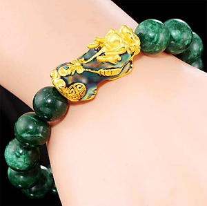 Vòng tay đá ngọc Malaysia mix tỳ hưu đổi màu theo nhiệt độ MS306