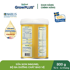 Sữa Bột Nutifood Sweden GrowPLUS+ Sữa Non Immunel từ 0 - 12 tháng lon 800g