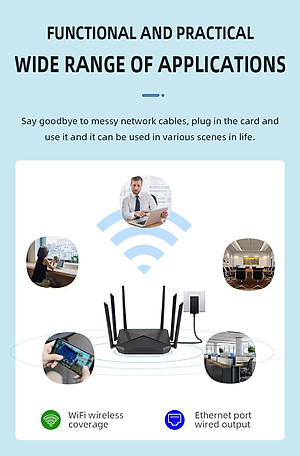 Phát wifi từ sim 4G B618 tích hợp 6 ăngten, bộ phát wifi 4G LTE  có 4 cổng WAN/LAN, 6 ăngten Siêu Khỏe - hàng chính hãng
