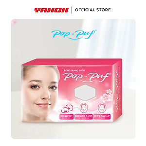 Bông Tẩy Trang Cotton POP-PUF Mềm Mịn, Có Thể Tách Lớp | 50 Miếng/Hộp, 6*8cm/Miếng
