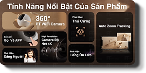 Camera Wifi Ezviz C6C 8M - 4K Siêu Rõ Nét, Quay Quét 360 độ , Đàm thoại 2 chiều, Có màu ban đêm, Phát hiện người AI - hàng chính hãng