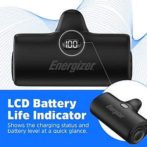 Sạc dự phòng Energizer 4,600mAh 3.6V Li-ion UE4600PQBK,Sạc nhanh PD 22.5W, bảo hành 24 tháng 1 đổi 1 - Hàng chính hãng