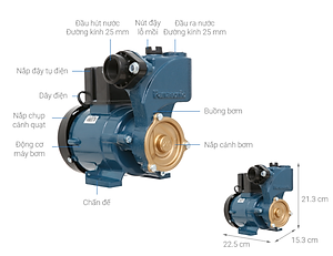 Máy bơm nước 200W panasonic chính hãng - Máy bơm đẩy cao dây nguồn 1,6m