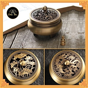Lư xông Trầm hương chất liệu đồng nguyên khối - chọn mẫu đôn, đế lư đồng thay lư điện tặng trụ cắm