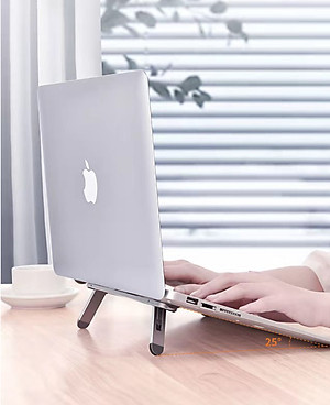 Giá đỡ laptop tản nhiệt dành cho máy tính macbook hợp kim nhôm dạng dán siêu gọn - Hàng chính hãng