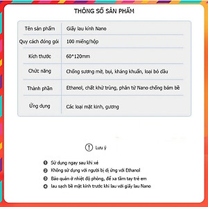 Khăn Lau Kính Nano Hộp 100 Miếng Giấy Lau Kính Chống Bám Hơi Nước, Lau Sạch Vân Tay Bụi Bẩn