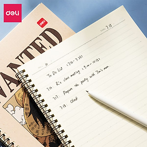 Sổ tay ghi chép gáy xoắn kẻ ngang A5 B5 60 trang hình Vua cướp biển One Piece Deli - Phù hợp học sinh văn phòng - Mẫu ngẫu nhiên - EN004