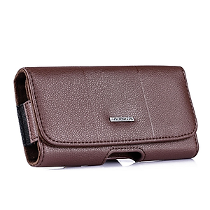 Case bao da đeo nịt da thật cho iPhone 11 12 13 14 Pro Max / 14 Plus / Note 20 / S22 / S23 ultra và các dòng máy từ 6.7 inch trở xuống hiệu HOTCASE Nuoku Elegant and Royal phiên bản đeo thắt lưng - có ngăn đựng thẻ, nắp gập hít nam châm  - Hàng nhập khẩu