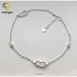 Lắc chân bạc Ý 925 Huệ Ngân - Tim xinh đính đá RYBJ50041