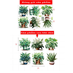 Sticker Giấy Dán Tường Decal Dán tường Tranh Dán Tường Trang Trí Tường Mẫu 6 Chậu Hoa Lá Hoa Lá ZH-1009