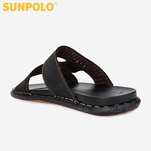 Dép Quai Ngang Nam Da Bò SUNPOLO SNA102 Trẻ trung, Năng động (Đen, Nâu bò)