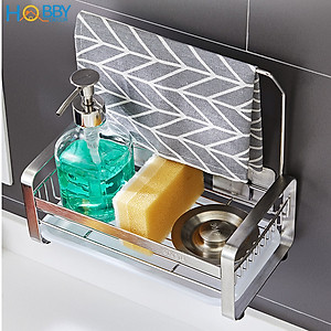 Kệ đựng đồ dùng rửa chén có treo khăn dán tường Hobby home decor KRC4