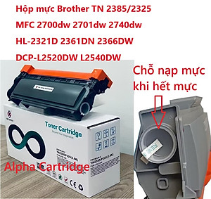 Hộp mực TN 2385 dành cho Brother HL-L2321D HL-2361DN HL-2366DW MFC-L2700dw MFC-L2701DW 2300D/2320D/L2340DW/L2360DW/L2380DW/L2321D/L2361DW DCP-L2520DW/L2540DW MFC-L2700DW -Chất lượng cao Mới 100%, Full hộp Hàng chính hãng Alpha Cartridge 