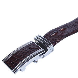 Thắt Lưng Nam Da Cá Sấu Nguyên Con Bản Lớn Huy Hoàng HT4237 - Nâu Đất