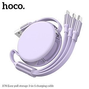 Bảo hành chính hãng 1 năm Cáp sạc nhanh đa năng rút gọn 3 đầu sạc cùng lúc 3 thiết bị X78 - Hàng chính hãng