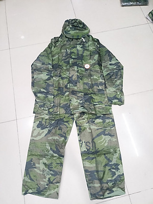Áo Mưa Bộ Rằn Ri Nam Nữ Cao Cấp Đủ Size, Bộ Quần Áo Mưa Lính Vải Dù Dày Siêu Bền, An Toàn