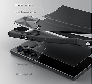 Bao da chống sốc cho Samsung Galaxy S24 Ultra, S24 Plus, S24 trang bị nắp bảo vệ Camera hiệu Nillkin Qin Pro (ngăn đựng thẻ ATM Name Card, chất liệu da cao cấp, thiết kế thời trang cá tính) - Hàng nhập khẩu