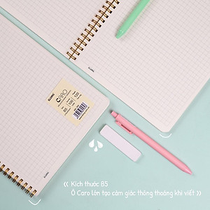 Sổ caro ô 6x6mm bìa trong suốt 120 trang lò xo kép B5, tập sổ Klong MS 584