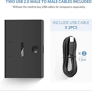 Bộ chia USB 2 máy tính dùng chung 1 máy in Ugreen 30345-Hàng chính hãng