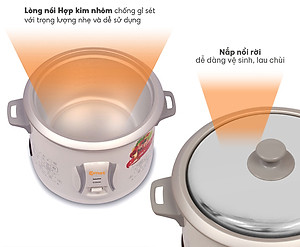Nồi cơm điện nắp rời Comet CM8021 dung tích 1.8L – Công suất 700W, giữ nóng lâu, dễ vệ sinh – Hàng chính hãng, bảo hành 12 tháng