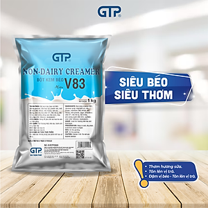 Bột kem béo V83 GTP (1KG)- Béo, thơm đậm vị dùng để pha trà sữa, thức uống, làm bánh - SP Chính Hãng (Bột kem béo hiệu V83 (1kg/bao))