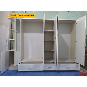 Tủ Nhựa Đài Loan 5 Cánh 1 Kệ Khung Sồi Cánh Trắng 442