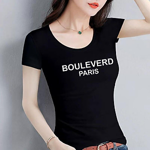 Áo thun nữ MXM form ôm body in chữ Bouleverd trẻ trung mặc tôn dáng ( ANU023 )