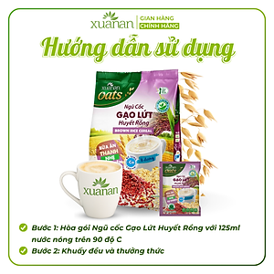 Ngũ Cốc Gạo Lứt Huyết Rồng Xuân An [ít đường] Túi 400G {25g*16 gói}(Tặng Kèm 1 Túi Yến Mạch 150G)