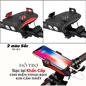Đèn Pha LED Xe Đạp Siêu Sáng Chống Nước Có Sạc Điện USB Kèm Giá Đỡ Điện Thoại Và Còi Xe Đạp T6, Hỗ Trợ Sạc Lại Điện Thoại Khẩn Cấp Giúp Đạp Xe An Toàn Ban Đêm - Hàng Chính Hãng